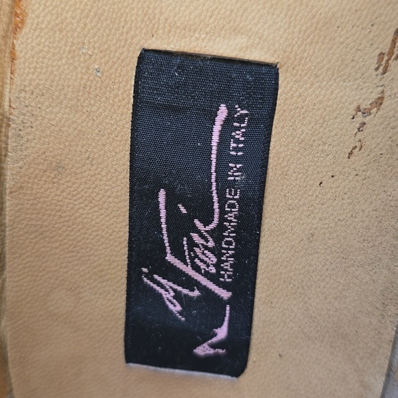 Di Fiori Handmade in Italy Black Leather Snakeskin Pattern Loafers Flats Size 9 - Picture 6 of 10